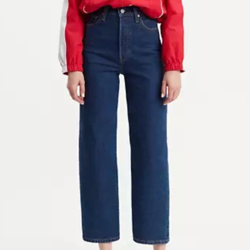 Levi’s ribcage high rise straight ankle jeans